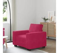 Teenpull Fauteuil lounge confortable en velours avec accoudoirs en bois, rembourrage épais, cadre en métal robuste, pour salon, chambre à coucher, 100 x 77 x 82 cm, bordeaux