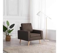 Teenpull Fauteuil Marron Tissu 100% Polyester avec Cadre Bois Massif 77x71x80 cm Confortable pour Salon Chambre Lecture détente, Coussins Mousse et Coton PP pour Assise Durable et Soutien Optimal
