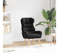 Teenpull Fauteuil noir, 69 x 74 x 93 cm, tissu Sherpa, pieds en bois massif, chaise d'appoint confortable pour salon, chambre à coucher