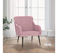 Teenpull Fauteuil rose - 63 x 76 x 80 cm - Fauteuil d'appoint rembourré en velours avec structure en métal - Fauteuil de lecture pour salon, chambre à coucher - Fauteuil d'appoint confortable