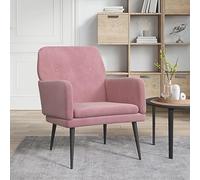 Teenpull Fauteuil Rose en Velours 62x79x79 cm Chaise d’Accent Lounge Chair Confortable pour Salon et Chambre, Fauteuil de Lecture avec Accoudoirs Rembourrés et Cadre Métallique Stable
