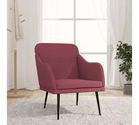 Teenpull Fauteuil Rouge Bordeaux en Tissu 63x76x80 cm avec Cadre Métal, Chaise de Salon Confortable, Fauteuil Lounge pour Lecture et Détente, Accoudoirs Rembourrés, Chaise d'Appoint pour Chambre