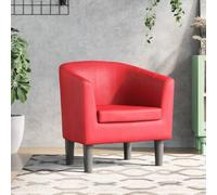 Teenpull Fauteuil Rouge Similicuir Moderne, Chaise de Salon Confortable, Fauteuil Cabriolet rembourré avec accoudoirs, Chaise de Chambre et Coin Lecture, Cadre en Bois Robuste