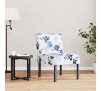 Teenpull Fauteuil sans accoudoirs Bleu Tissu avec Fleurs, Chaise d'appoint Confortable, Salon et Chambre, siège rembourré en Mousse, Pieds en Bois Massif Stable, Design Respirant Durable