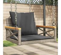 Teenpull Fauteuil suspendu avec coussin gris, 63 x 62 x 40 cm, en polyrotin robuste, résistant aux UV, pour jardin et terrasse, capacité de charge maximale 110 kg