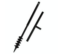 Teenpull Foret avec poignée double spirale 80 mm de diamètre, acier fer noir, longueur totale 1 m, pour jardin, construction en bois et chantier, accessoire pour perçage de trous et terrassement