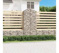 Teenpull Gabion avec arc haut, 100 x 30 x 220/240 cm, fer galvanisé de 3,5 mm, barrière de jardin robuste, isolation acoustique, argent, pour l'extérieur