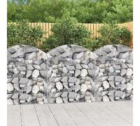 Teenpull Gabion avec arc haut, 100 x 50 x 100/120 cm, fer galvanisé, fil de 3,5 mm, barrière de jardin robuste, insonorisant, durable pour l'extérieur
