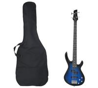 Teenpull Guitare Basse électrique 4/4 46" Bleu et Noir pour débutants avec Sac de Transport Housse, accordeur, Cordes, médiators et Sangle pour Apprentissage, Concert, Studio et Voyage