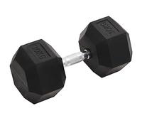 Teenpull Haltère courte 30 kg en fonte avec revêtement en caoutchouc, poignée en acier chromé, design hexagonal anti-roulement, idéal pour la musculation, la musculation, l'entraînement à domicile et