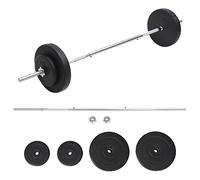 Teenpull Haltère longue avec poids - 30 kg - En acier chromé - 165 cm - 2 x 10 kg - 2 x 2 kg - Disques d'haltères avec fermeture étoile - Pour entraînement musculaire, musculation, entraînement à