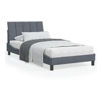 Teenpull Hanko Lit capitonné, en velours, gris foncé, 100 x 200 cm, avec matelas confortable H2/H3, sommier à lattes stable et tête de lit douce pour un sommeil réparateur dans une chambre moderne