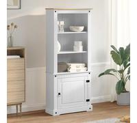 Teenpull Haut Armoire Blanc en Pin Massif 74 x 38 x 170 cm Buffet Cabinet avec Rangement pour Cuisine et Salle à Manger Style Rustique Durable et Fonctionnel