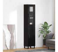 Teenpull Haut Armoire Chêne Noir en Bois d'ingénierie 34,5 x 34 x 180 cm avec Grand Espace de Rangement Buffet Cabinet pour Cuisine Salle à Manger Sideboard Credenza Durable