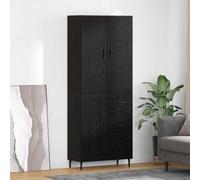 Teenpull Haut Armoire en Bois Aggloméré Chêne Noir et Verre 2 pcs 69,5 x 34 x 180 cm Buffet Cabinet avec Rangement pour Salle à Manger Salon Cuisine
