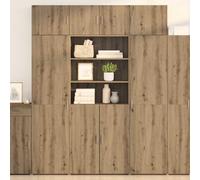 Teenpull Haut Armoire en Bois d'Ingénierie Chêne Artisanal 80 x 42,5 x 185 cm avec 2 Portes Poignées Métal Meuble Buffet et Buffet Cabinet pour Salon Salle à Manger Cuisine