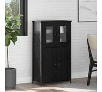 Teenpull Haut Armoire en Bois d'ingénierie chêne Noir 62 x 32 x 106,5 cm avec 4 Portes, Buffet Cabinet et Sideboard pour Rangement, Meuble de Cuisine et Salle à Manger
