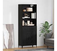 Teenpull Highboard en Bois d'ingénierie chêne Noir 69,5 x 34 x 180 cm Buffet Cabinet avec Rangement, Buffet Table with Storage pour Salle à Manger et Living Room