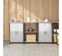 Teenpull Kit de rangement de cuisine 3 pièces, en acier galvanisé argenté, armoire de cuisine, armoire de rangement, armoire de buffet, buffet avec 4 portes, 6 étagères, meuble de rangement de cuisine