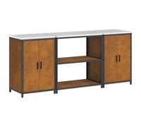 Teenpull Kit de rangement, en acier inoxydable, résistant aux intempéries, 3 pièces, 210 x 50 x 92 cm, design industriel, armoire avec 6 étagères et 4 portes, armoire de cuisine, buffet, armoire de