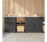 Teenpull Kit de rangement pour armoire de cuisine, noir, 3 pièces, en acier laminé à froid, avec 4 portes et 6 étagères, espace de rangement pour cuisine, salle à manger, garde-manger, buffet, buffet