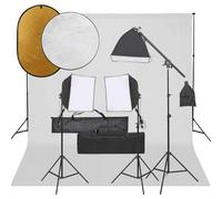 Teenpull Kit de Studio Photo avec éclairage continu 23W 5600K, Toile de Fond Coton 300x300 cm, réflecteur 5 en 1 110 cm, trépieds réglables 78-210 cm pour Photographie Portrait Produit vidéo