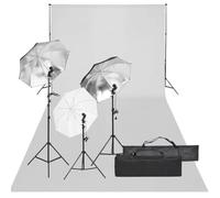 Teenpull Kit de Studio Photo avec éclairage Lampe Flash 3 parapluies 3 trépieds Support Toile de Fond Coton 600x300 cm réglable pour Photographie vidéo Portrait Produit