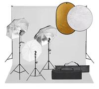 Teenpull Kit de Studio Photo avec éclairage Lampe Flash 5500 K, Parapluie diffuseur 84 cm, réflecteur 5 en 1, trépied Aluminium réglable 78-230 cm, Toile de Fond Coton 300 x 300 cm