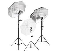 Teenpull Kit de Studio Photo avec éclairage Lampe Flash et parapluies 3 trépieds Support Toile de Fond Coton Noir 500x300 cm pour Photographie Portrait vidéo vlogging Ombre lumière