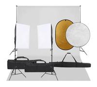 Teenpull Kit de Studio Photo avec éclairage Lampe Flash, Toile de Fond Coton 500 x 300 cm, réflecteur 5 en 1 diamètre 110 cm, trépieds réglables, softbox pour Photographie Portrait vidéo vlogging