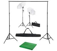 Teenpull Kit de Studio Photo avec Lampe Flash, Toile de Fond Coton 500x300 cm, 2 parapluies diffuseurs, 4 trépieds réglables 78-230 cm, éclairage continu 5500K idéal Portrait, Produit, vidéo