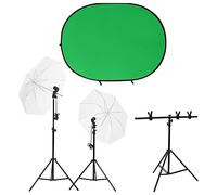 Teenpull Kit de studio photo avec lumières, arrière-plan, 2 trépieds, 2 abat-jour, 2 lampes lumière du jour 5500 K, trépied en aluminium réglable en hauteur, idéal pour photographie, portrait, photo