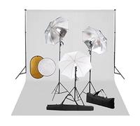 Teenpull Kit de studio photo avec projecteur de studio, lumière continue, parapluie, réflecteur, système de fond télescopique en aluminium, fond en coton, 500 x 300 cm, trépied, idéal pour portrait