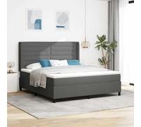 Teenpull Lit à Ressorts avec Matelas, Gris Foncé, 180 x 200 cm, Tissu Polyester Durable, Tête de Lit Réglable, Cadre Robuste, Sommeil Réparateur