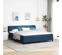 Teenpull Lit à Ressorts Bleu avec Matelas, 180x200 cm, Tissu Rembourré, Cadre de Lit Robuste en Bois d'Ingénierie, Tête de Lit Réglable, Support Personnalisé, pour Chambre Adulte