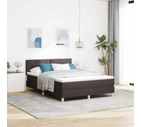 Teenpull Lit à Ressorts Matelassé Marron Foncé, 140 x 190 cm, Tissu Résistant, Cadre de Lit Robuste avec Tête de Lit Ajustable, Confort Optimal