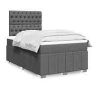 Teenpull Lit à sommier tapissier 120 x 190 cm gris foncé, rembourré, avec matelas à ressorts ensachés, tête de lit réglable en hauteur, éclairage LED, cadre en tissu, ensemble complet de meubles de
