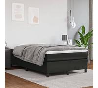 Teenpull Lit à sommier tapissier 120 x 200 cm, noir, en cuir synthétique, matelas à ressorts ensachés, surmatelas, cadre de lit robuste, ensemble de meubles de chambre à coucher, aspect moderne