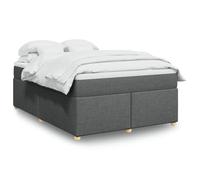 Teenpull Lit à sommier tapissier 140 x 190 cm, en tissu gris foncé, avec matelas à ressorts ensachés, surmatelas et sommier à lattes, cadre de lit robuste pour un sommeil réparateur