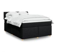 Teenpull Lit à sommier tapissier, 140 x 190 cm, noir, en tissu, avec matelas à ressorts ensachés, surmatelas et éclairage LED à intensité variable, ensemble confortable de meubles de chambre à coucher