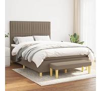 Teenpull Lit à sommier tapissier, 140 x 200 cm, taupe, en tissu rembourré, avec matelas à ressorts ensachés, tête de lit réglable en hauteur, cadre de lit stable, ensemble de meubles pour un sommeil
