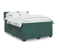 Teenpull Lit à sommier tapissier, 160 x 200 cm, en velours, vert foncé, matelas à ressorts ensachés confortable, tête de lit douce, éclairage LED intégré, ensemble de meubles de chambre à coucher