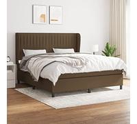 Teenpull Lit à sommier tapissier, 160 x 200 cm, marron foncé, rembourré, avec matelas et tête de lit, housse en tissu respirant, ensemble complet de meubles de chambre à coucher, pour adultes, sommeil