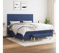 Teenpull Lit à sommier tapissier 180 x 200 cm bleu avec matelas, tête de lit rembourrée, housse en tissu et banc, ensemble de meubles de chambre à coucher modernes pour un sommeil réparateur