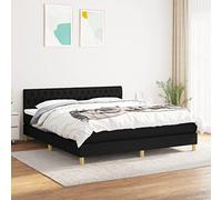 Teenpull Lit à sommier tapissier 180 x 200 cm noir avec matelas, housse en tissu, tête de lit réglable, ensemble de meubles de chambre à coucher moderne pour un sommeil réparateur