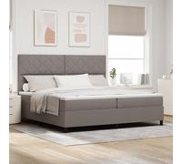 Teenpull Lit à sommier tapissier 200 x 200 cm, en tissu taupe, avec matelas, tête de lit et éclairage LED, ensemble de meubles de chambre à coucher modernes