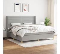 Teenpull Lit à sommier tapissier 200 x 200 cm gris clair avec matelas à ressorts ensachés, tête de lit réglable en hauteur, housse en tissu, cadre de lit robuste pour un sommeil réparateur comme