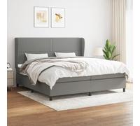 Teenpull Lit à sommier tapissier, 200 x 200 cm, gris foncé, housse en tissu avec matelas à ressorts ensachés et surmatelas, cadre de lit confortable, meubles de chambre à coucher, ensemble complet