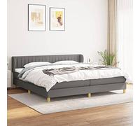 Teenpull Lit à sommier tapissier, 200 x 200 cm, gris foncé, housse en tissu, avec matelas, tête de lit réglable, pour un sommeil réparateur, ensemble de meubles de chambre à coucher modernes