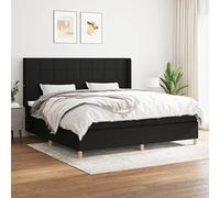 Teenpull Lit à sommier tapissier, 200 x 200 cm, noir, avec matelas à ressorts ensachés, surmatelas, tête de lit réglable en hauteur, cadre de lit rembourré, ensemble de meubles de chambre à coucher